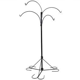 Sunnydaze - Steel Hanging Basket Stand with 4 Adjustable Arms - 84 in - Black