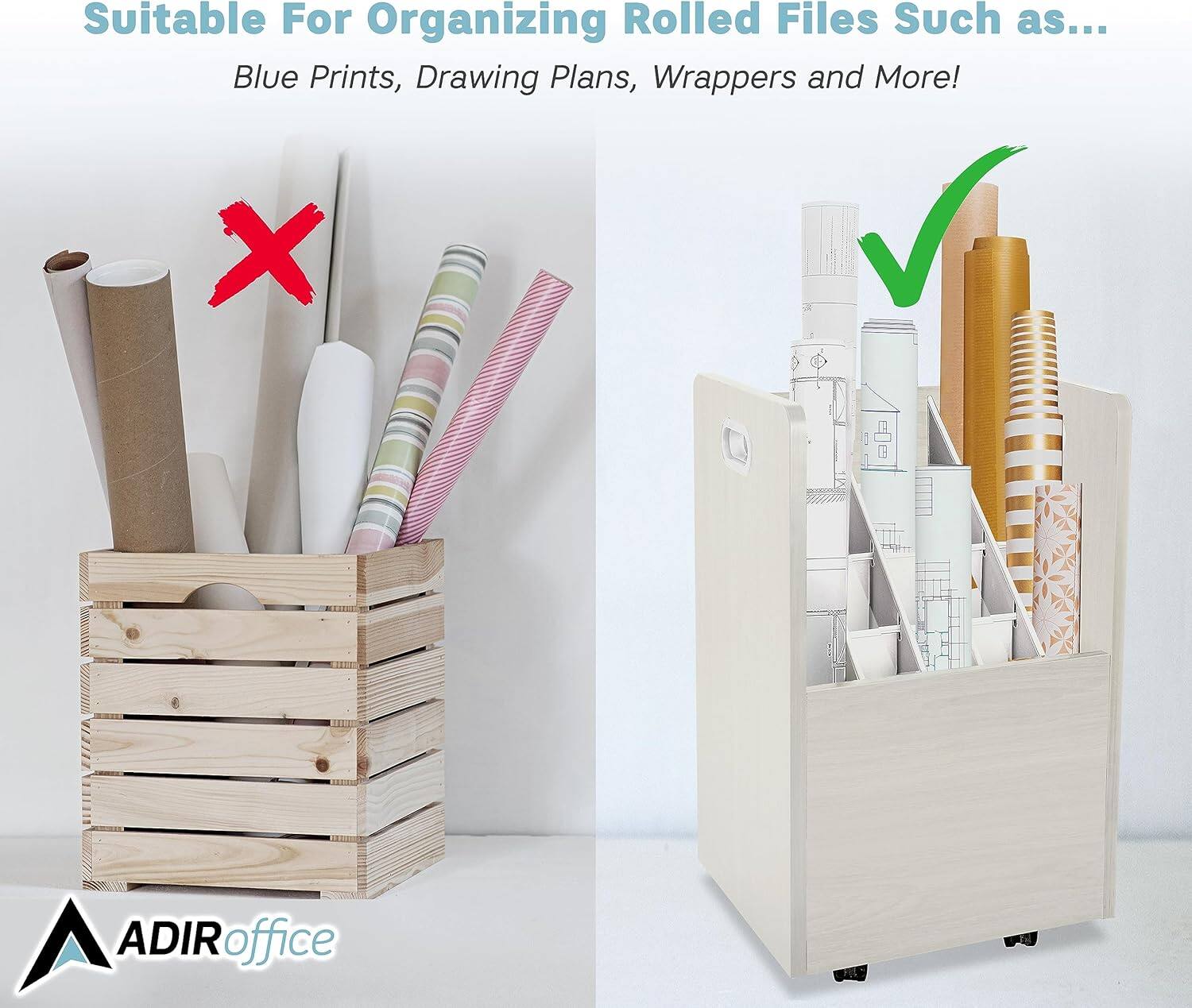 Suitable For Organizing Rolled Files Such as... Blue Prints, Drawing Plans, Wrappers and More! ADIRoffice