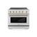 Front. ZLINE - 36 in. Wide 5 Elements Autograph 5.2 cu. ft. Paramount Freestanding Induction Range with Polished Gold Helix Handle - Stainless Steel.