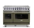 The image features a large, industrial-sized oven with a stainless steel finish. The oven has a total of 18 burners, including 12 on the top and 6 on the bottom. The burners are evenly spaced and arranged in a neat pattern, making the oven a powerful and efficient cooking appliance. The oven is designed to handle high-volume cooking and is likely used in commercial settings such as restaurants or catering facilities.