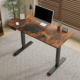 Z-Edge - 55"x24" Height Adjustable Electric Standing Desk, Stand Up office Desk, Home Office Computer Desk with 4 Memory Presets - Brown