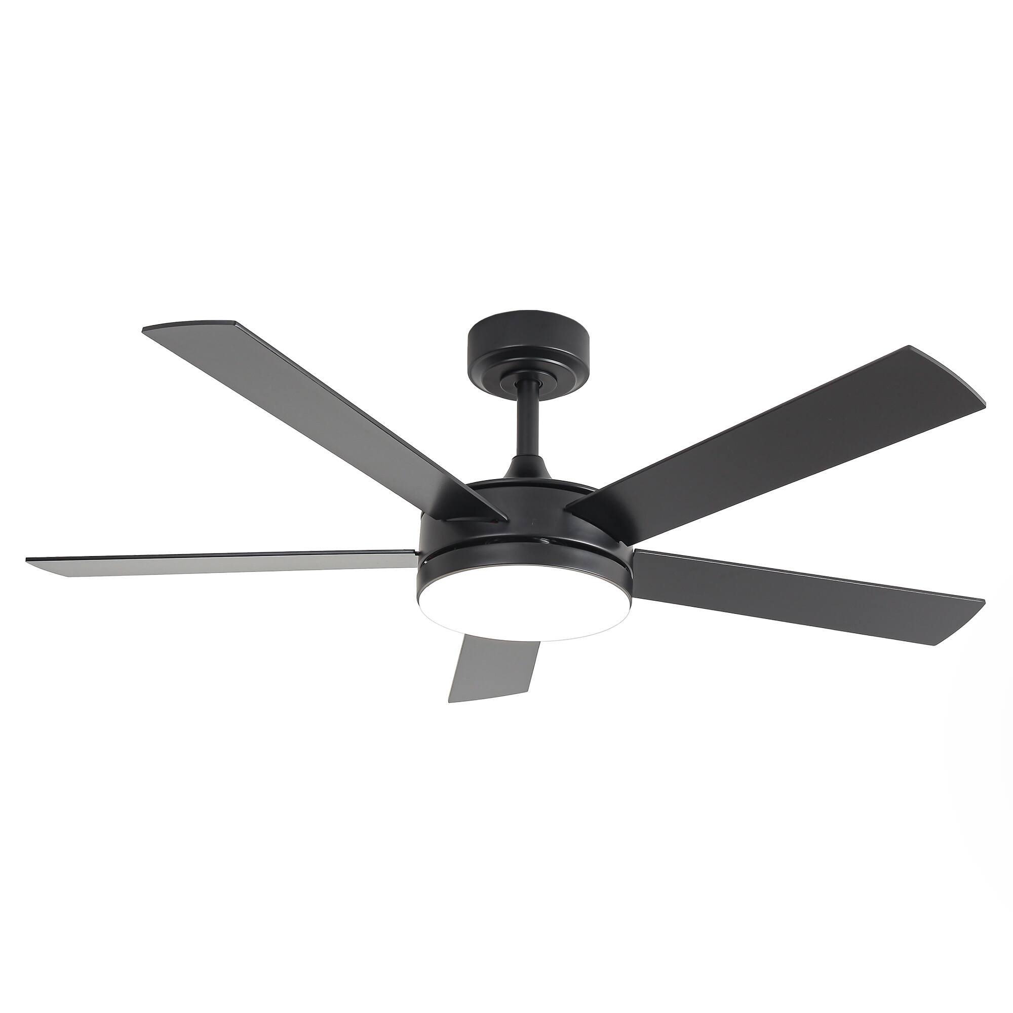 Alt View 2. Vaczon - Modern 48-inch 5-Blade Ceiling Fan with LED Lights and Remote Control - Black.