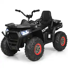 Costway - 12V Kids Electric 4-Wheeler ATV Quad 2 Speeds Ride On Car w/MP3&LED Lights - Black