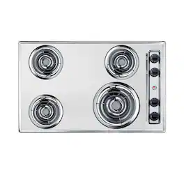 SUMMIT - 30" Wide 230V 4-Burner Coil Cooktop - Silver