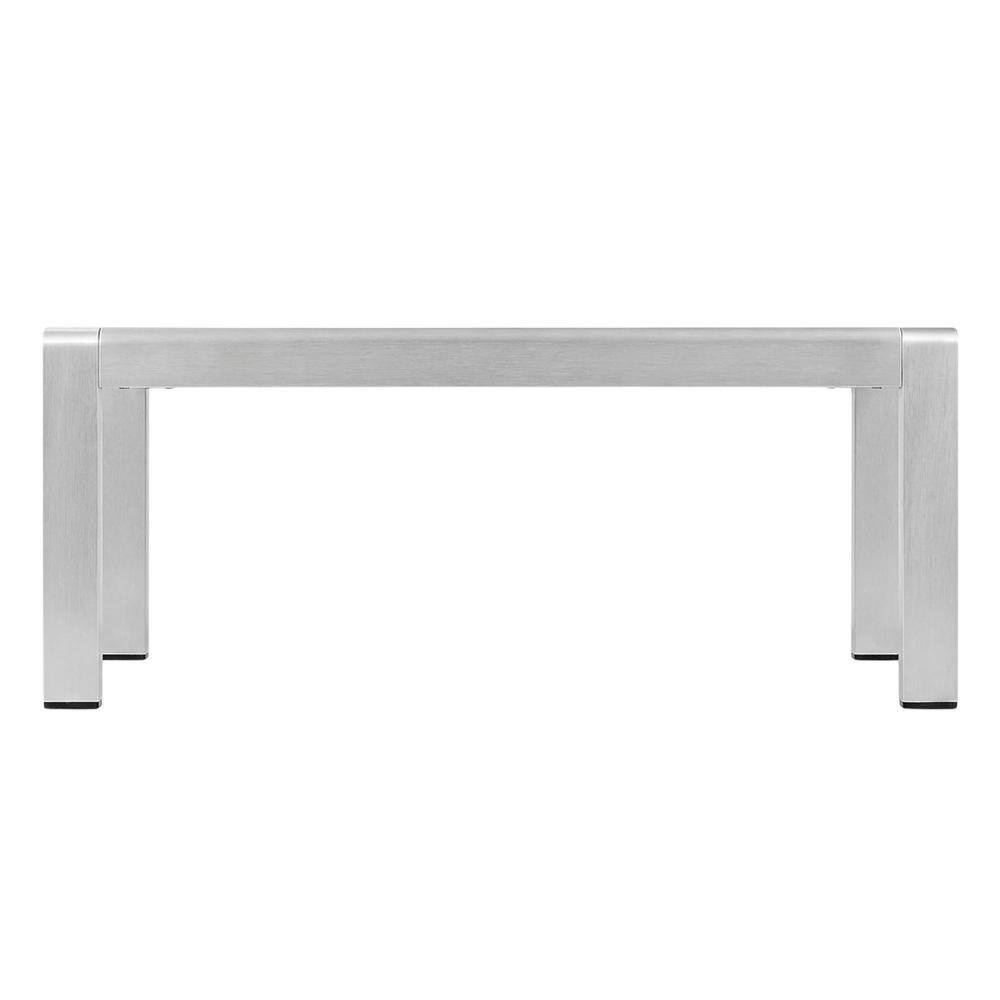 Back. Outdoor Escape - Aluminum Outdoor Coffee Table With Modern Design And Sturdy Base - Gray.