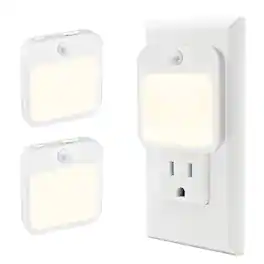 Viviendo - Plug-In Motion Sensor Night Light, Dusk-to-Dawn LED with Stepless Dimming, Energy-Saving