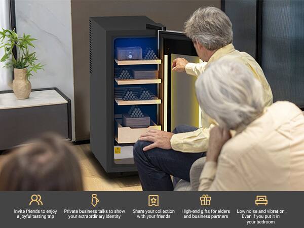 Invite friends to enjoy a joyful tasting trip  
Private business talks to show your extraordinary identity  
Share your collection with your friends  
High-end gifts for elders and business partners  
Low noise and vibration. Even if you put it in your bedroom