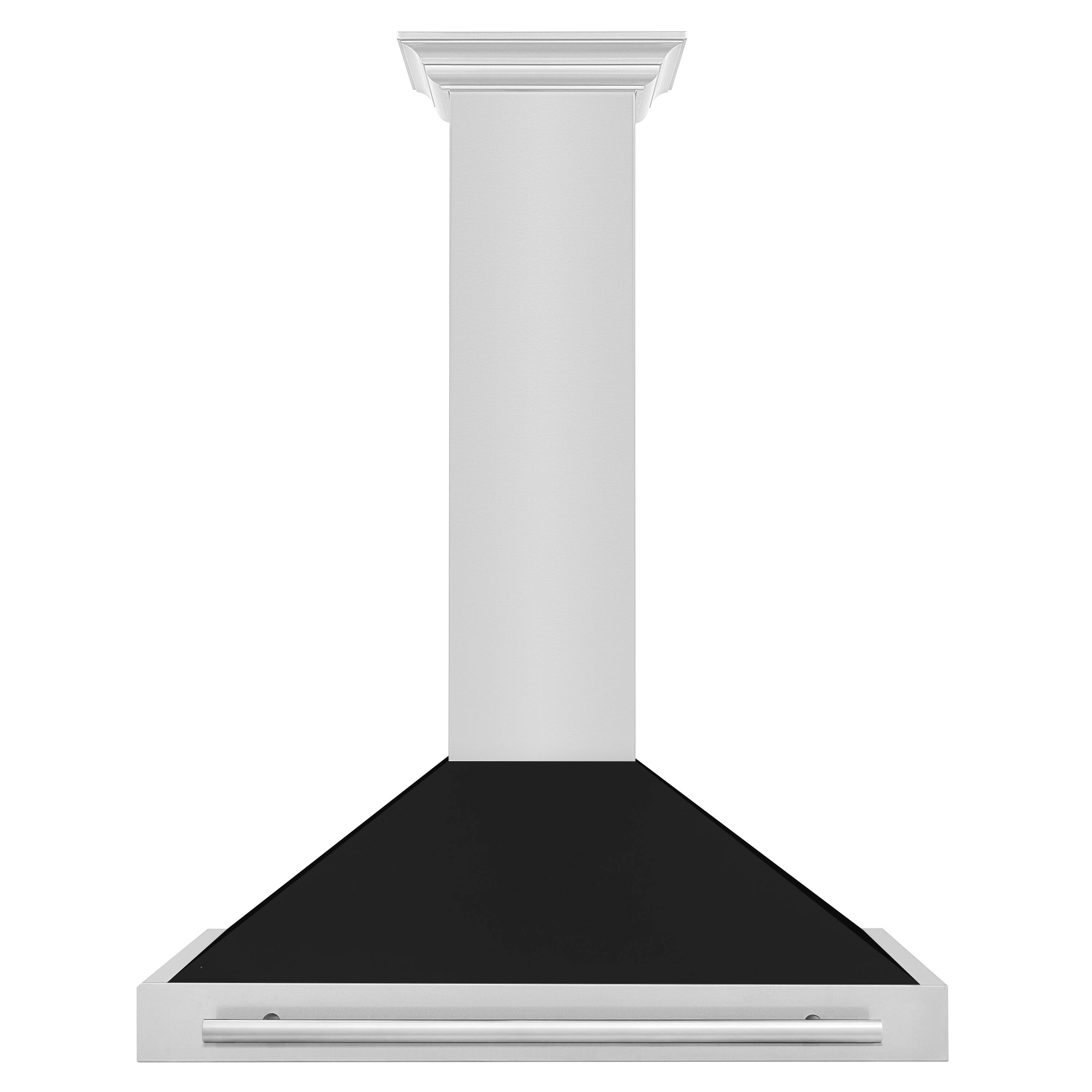 Front. ZLINE - 36 in. Convertible Stainless Steel Wall Range Hood with Black Matte Shell and Stainless Steel Handle (KB4STX-BLM-36) - Black Matte.