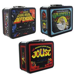 Toynk - Midway Classic Arcade Tin Lunch Boxes Set of 3: Defender, Gauntlet, & Joust - Black