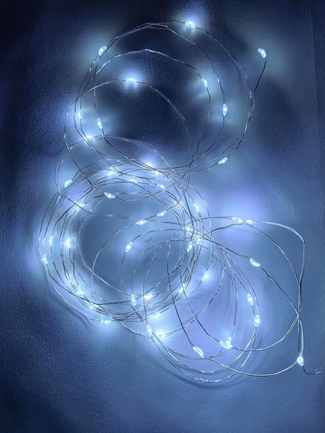 Angle. THIRSTY TURTLE - 6-Pack Fairy Lights, Battery Operated, 3.3 ft, Silver Wire.