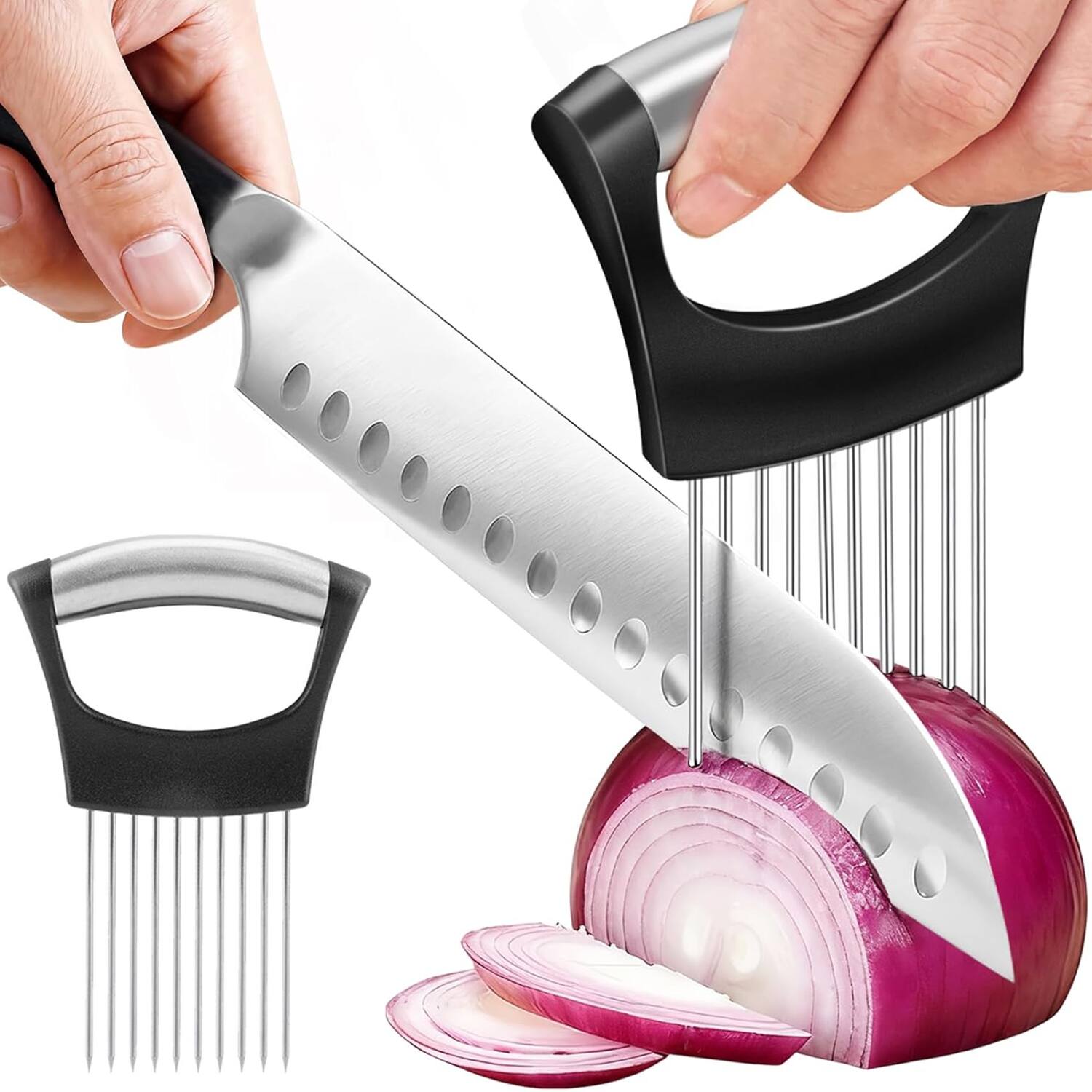 Giantpower - Onion Holder for Slicing, Stainless Steel Onion Slicer, Onions Slicer Holder, Multi-Use Vegetable Chopper