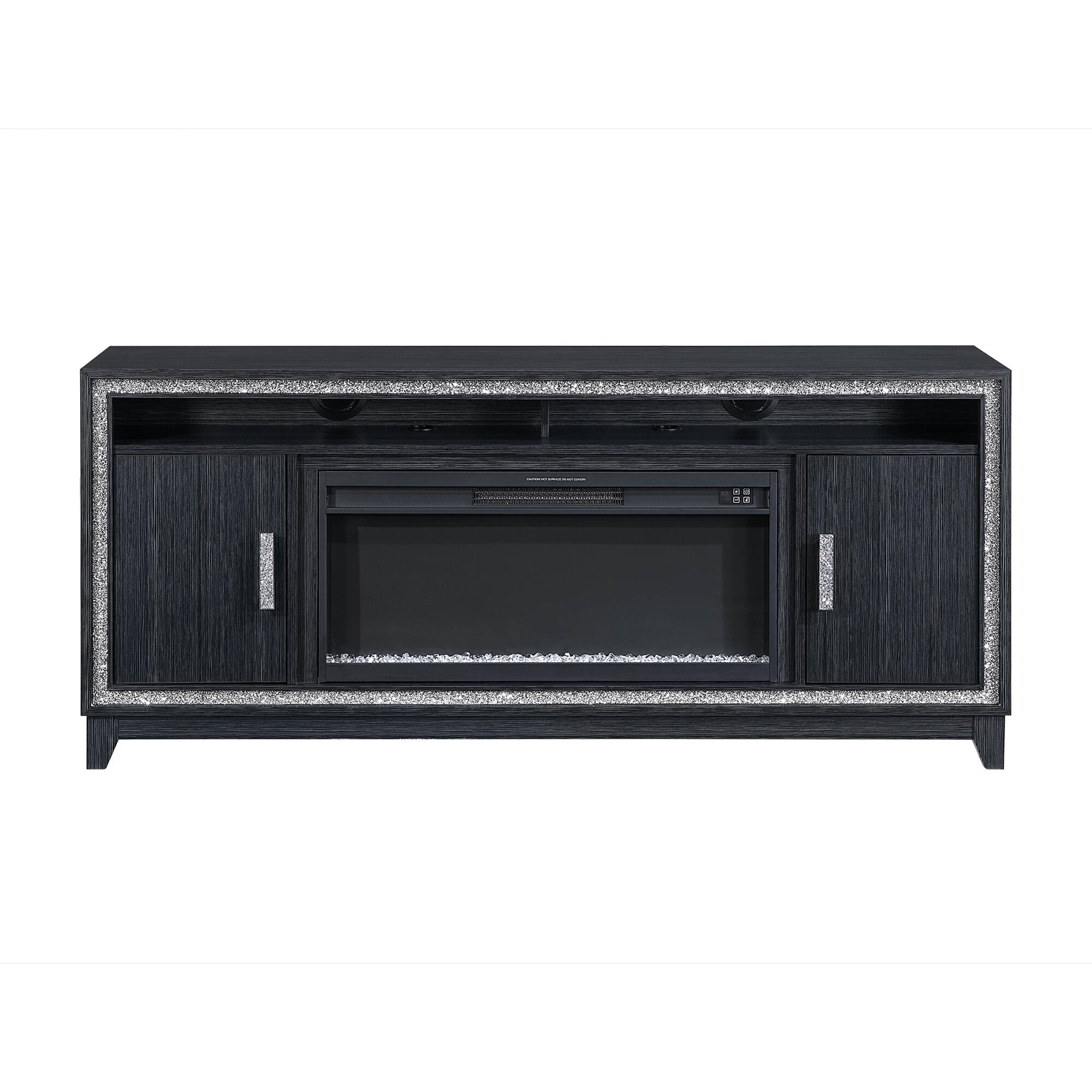 Alt View 1. Boyel Living - Almera Dark Gray Rubber Wood Contemporary 72 Inch Fireplace - DARK GRAY.