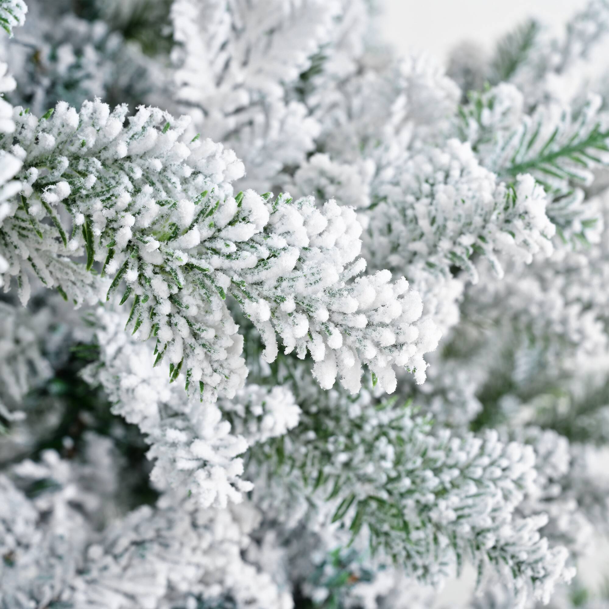 Alt View 5. Ecooso - Premium 7FT Snow Flocked Hinged Artificial Christmas Fake Spruce with Fluffy Branch White Snow Tips and Metal Stand - White.