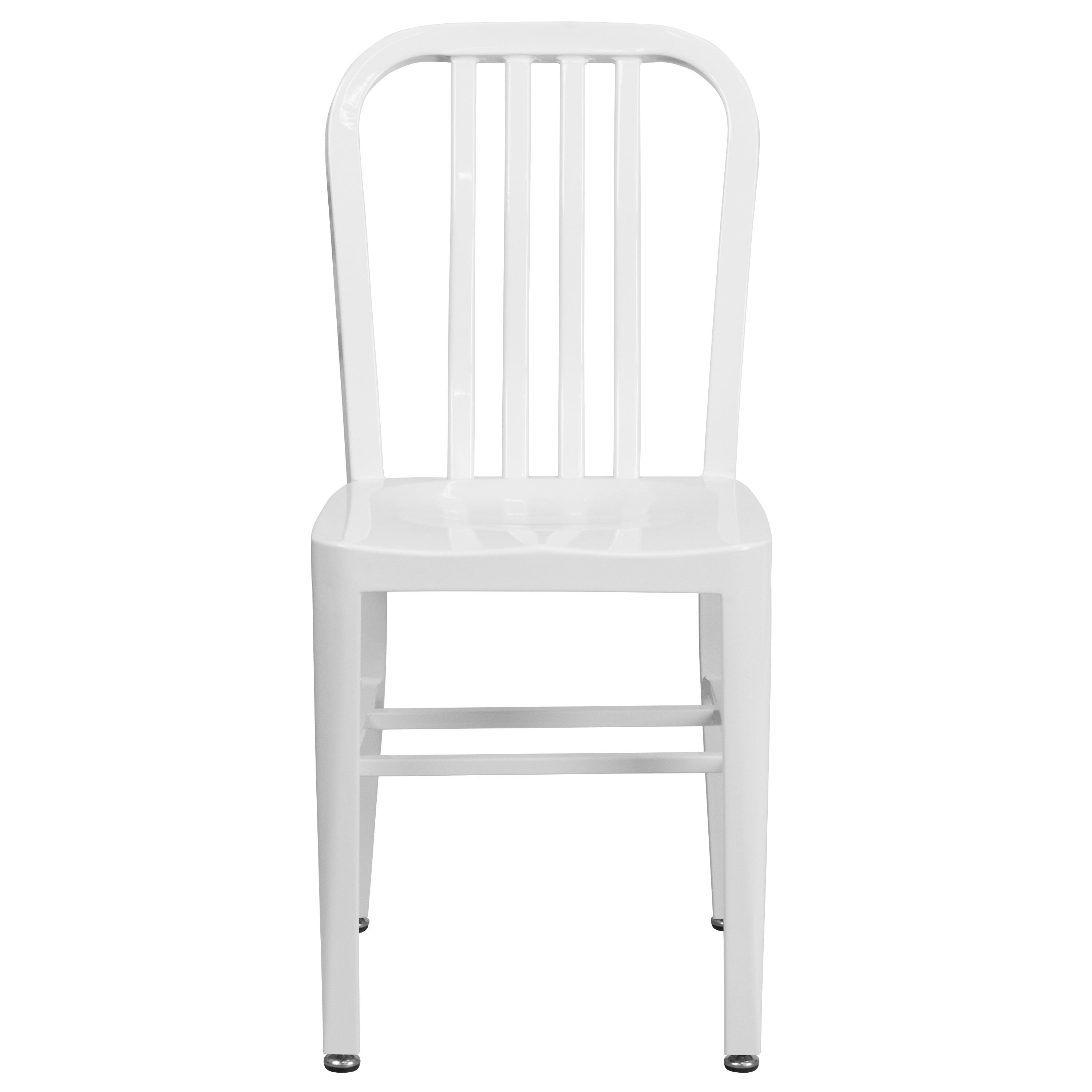 Alt View 7. Emma + Oliver - Commercial Grade Colorful Metal Indoor-Outdoor Chair - White.