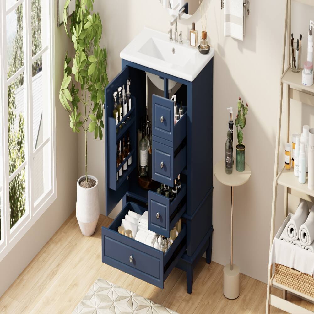 Left. Loheer - Loheer 30 inch bathroom vanity with sink Solid Wood Frame Blue - Blue.