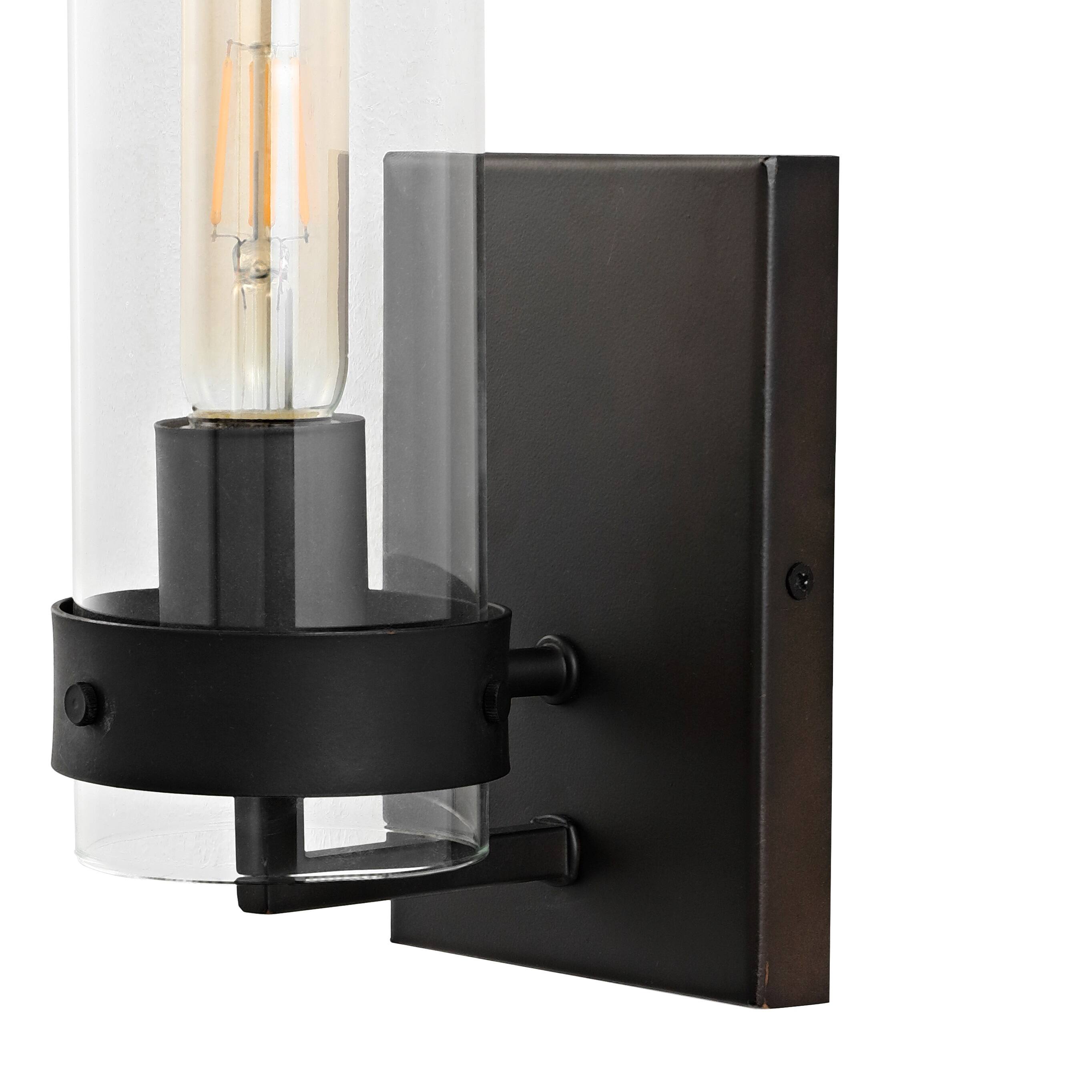 Alt View 4. Jonathan Y - Harper 4.5" 1-Light Modern Farmhouse Iron/Glass LED Sconce, Oil Rubbed Bronze/Clear (Set of 2) - Oil Rubbed Bronze.