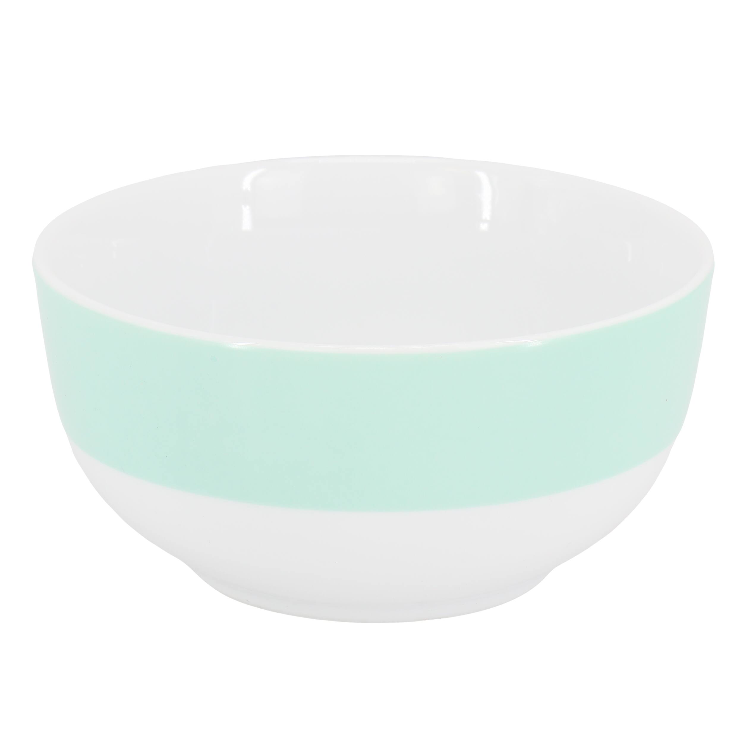 Alt View 4. Martha Stewart - Martha Stewart 12 Piece Banded Fine Ceramic Dinnerware Set in Baby Blue - Baby Blue.