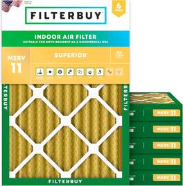Filterbuy - 19.25x21.25x2 MERV 11 Pet & Allergy Defense, Electrostatic Pleated HVAC AC Furnace Air Filters Replacement (6-Pack) - Gold