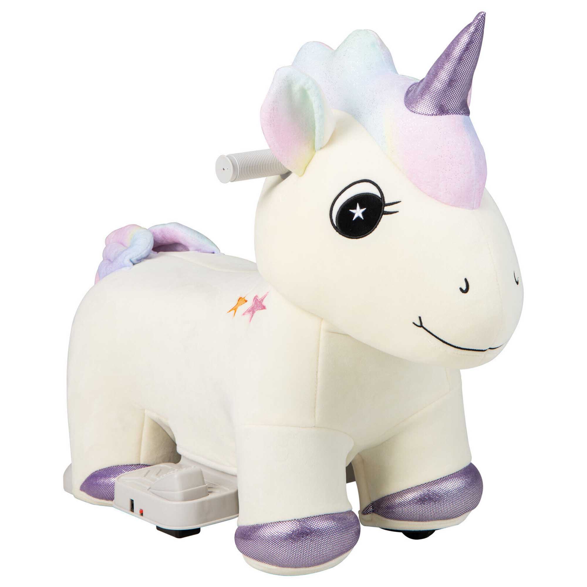 Front. Gymax - Gymax 6V Electric Animal Ride On Toy Unicorn Kids Plush Ride-on w/ Music & Handlebars - Beige.