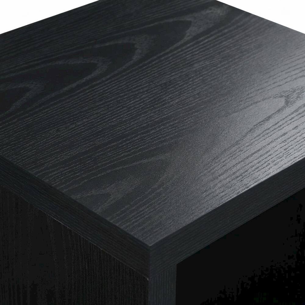 Alt View 2. FurniFact - Black end table with shelf for versatile living space use - Black.