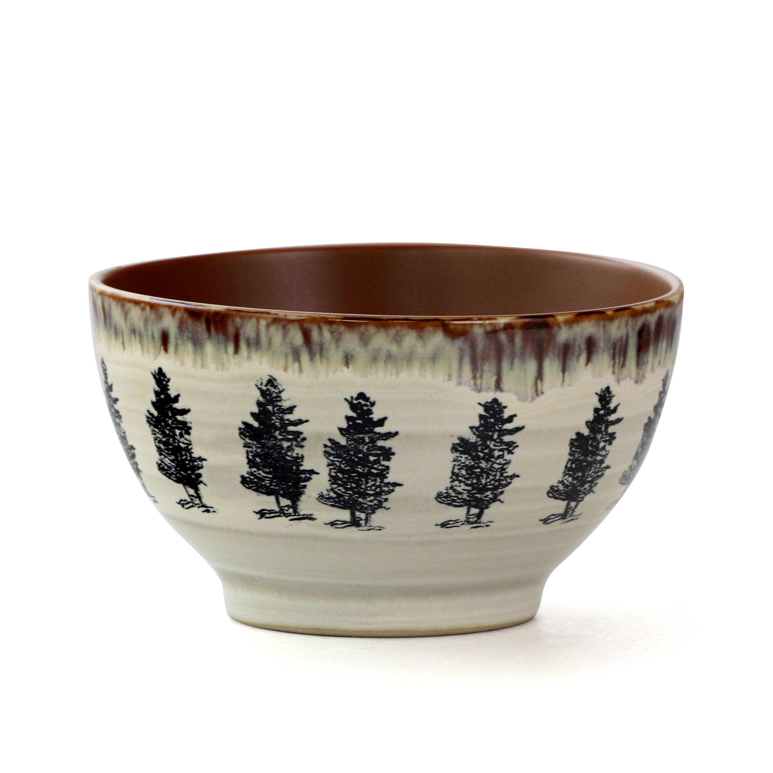 Alt View 5. Elama - Elama Majestic Wolf 16 Piece Luxurious Stoneware Dinnerware with Complete Setting for 4 - Taupe and Brown.