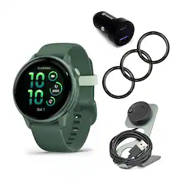 Garmin - vivoactive 6 Metallic Jasper Green with Jasper Band GPS Smartwatch Bundle - Green - (2025)