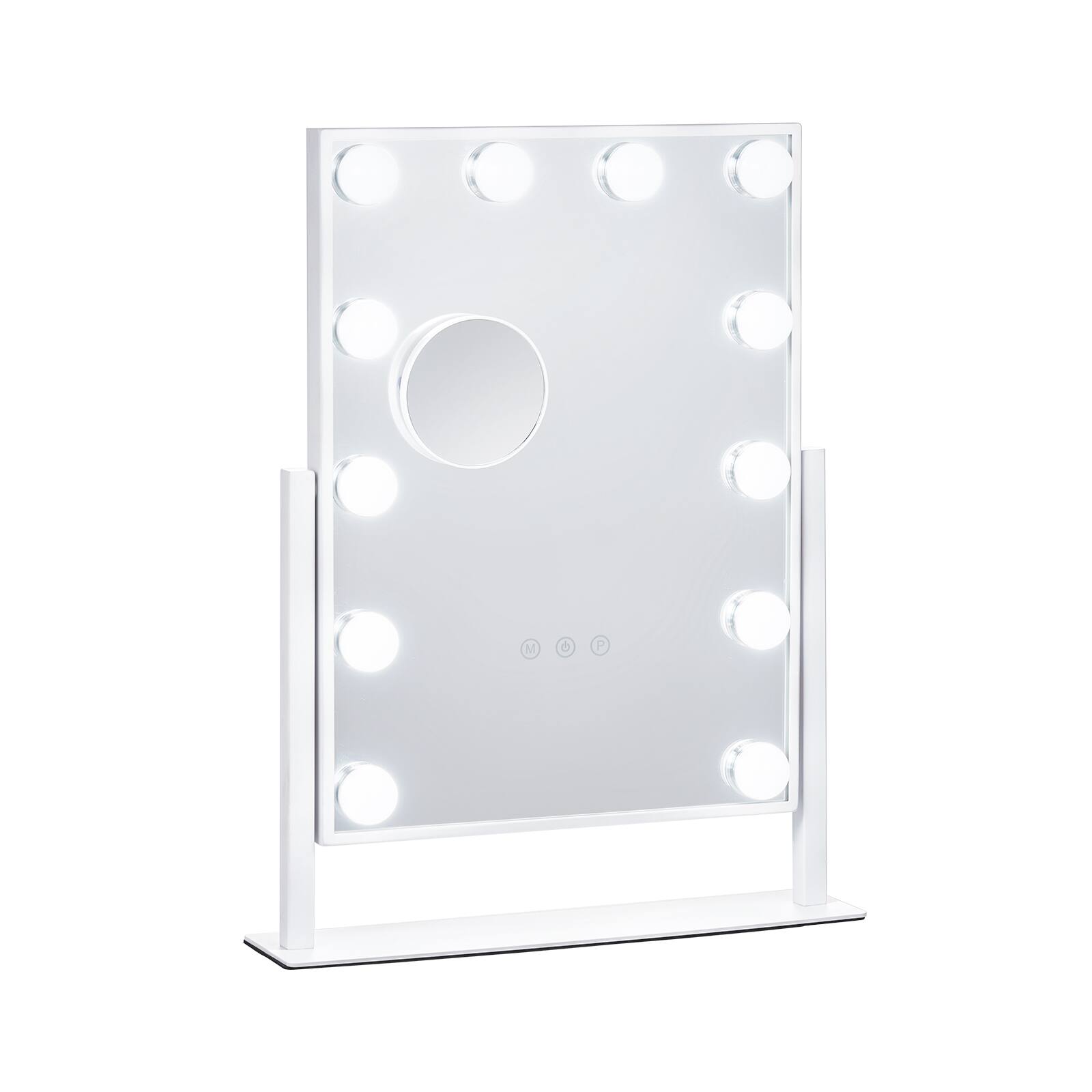 Front. VEVOR - Hollywood Vanity Mirror With Lights,12 Dimmable Bulbs & 3 Color Lighting, Makeup Mirror with Detachable 5X Magnification - White.