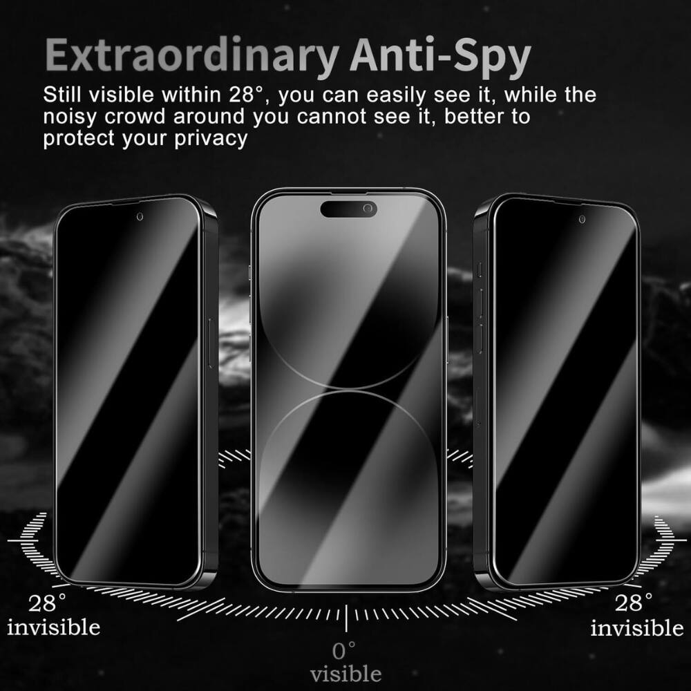 Qixxronics 3pcs Privacy Tempered Glass Screen Protector for