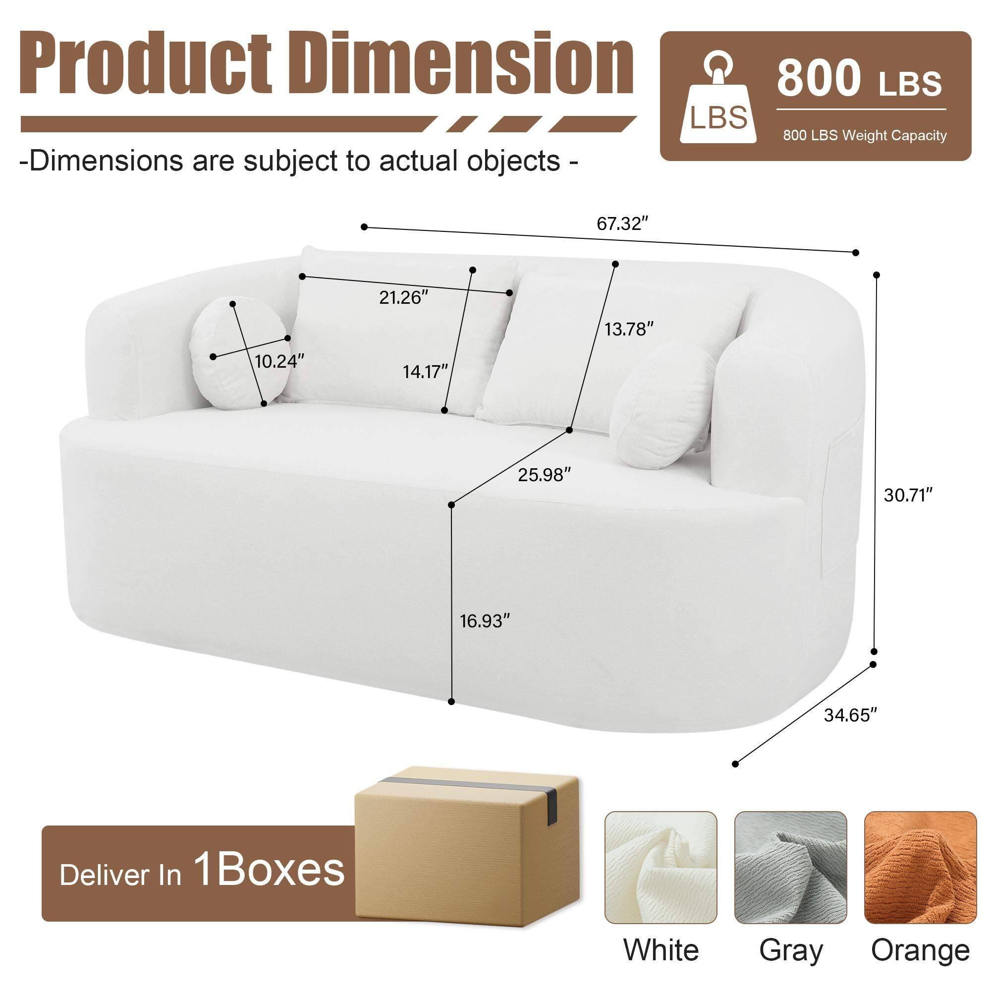 Product Dimension  
- Dimensions are subject to actual objects -  
800 LBS Weight Capacity  

Dimensions:  
67.32" x 30.71" x 34.65"  
21.26" x 14.17" x 13.78"  
25.98" x 16.93" x 10.24"  

Deliver In 1 Boxes  
White, Gray, Orange