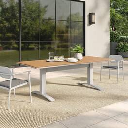 Gavelston 91" Outdoor Patio Aluminum Dining Table by Modway - Natural White