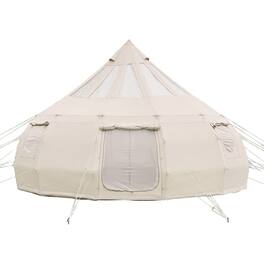 VEVOR - Canvas Bell Tent, 4 Seasons 16.4 ft Yurt Tent for Camping with Stove Jack, Poly-Cotton Canvas Breathable Holds up to 12 - Beige