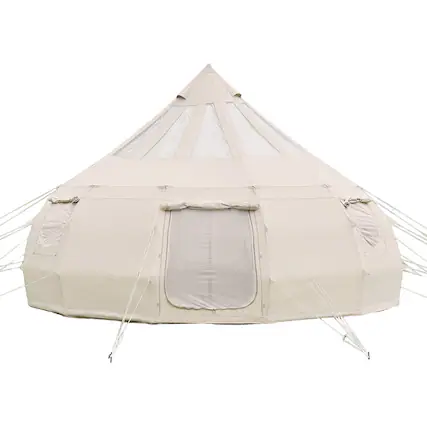 Front. VEVOR - Canvas Bell Tent, 4 Seasons 16.4 ft Yurt Tent for Camping with Stove Jack, Poly-Cotton Canvas Breathable Holds up to 12 - Beige.