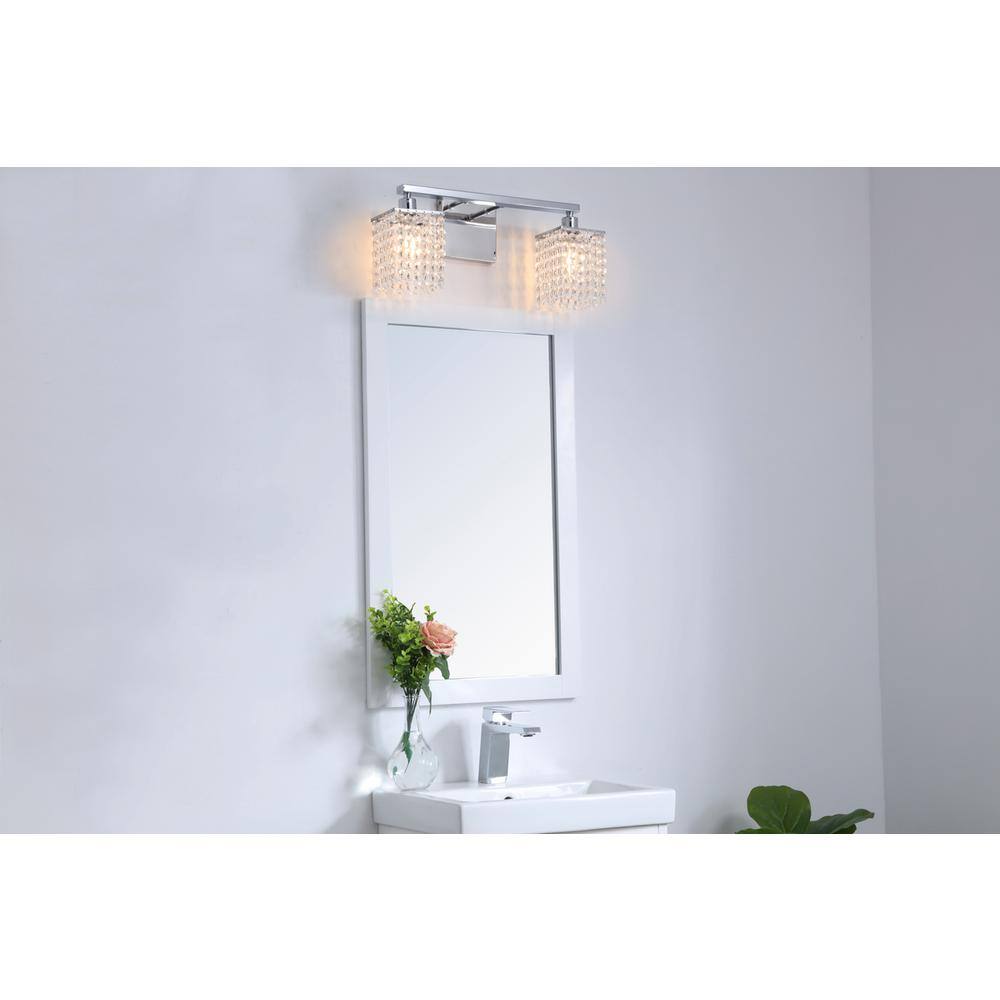 Angle. Living District - Phineas 2 light Chrome and Clear Crystals wall sconce - Chrome And Clear Crystals.