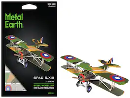 Model Kit SPAD S.XIII Fighter Aircraft "World War I" French Air Force (Moderate Difficulty) Steel Model by Metal Earth