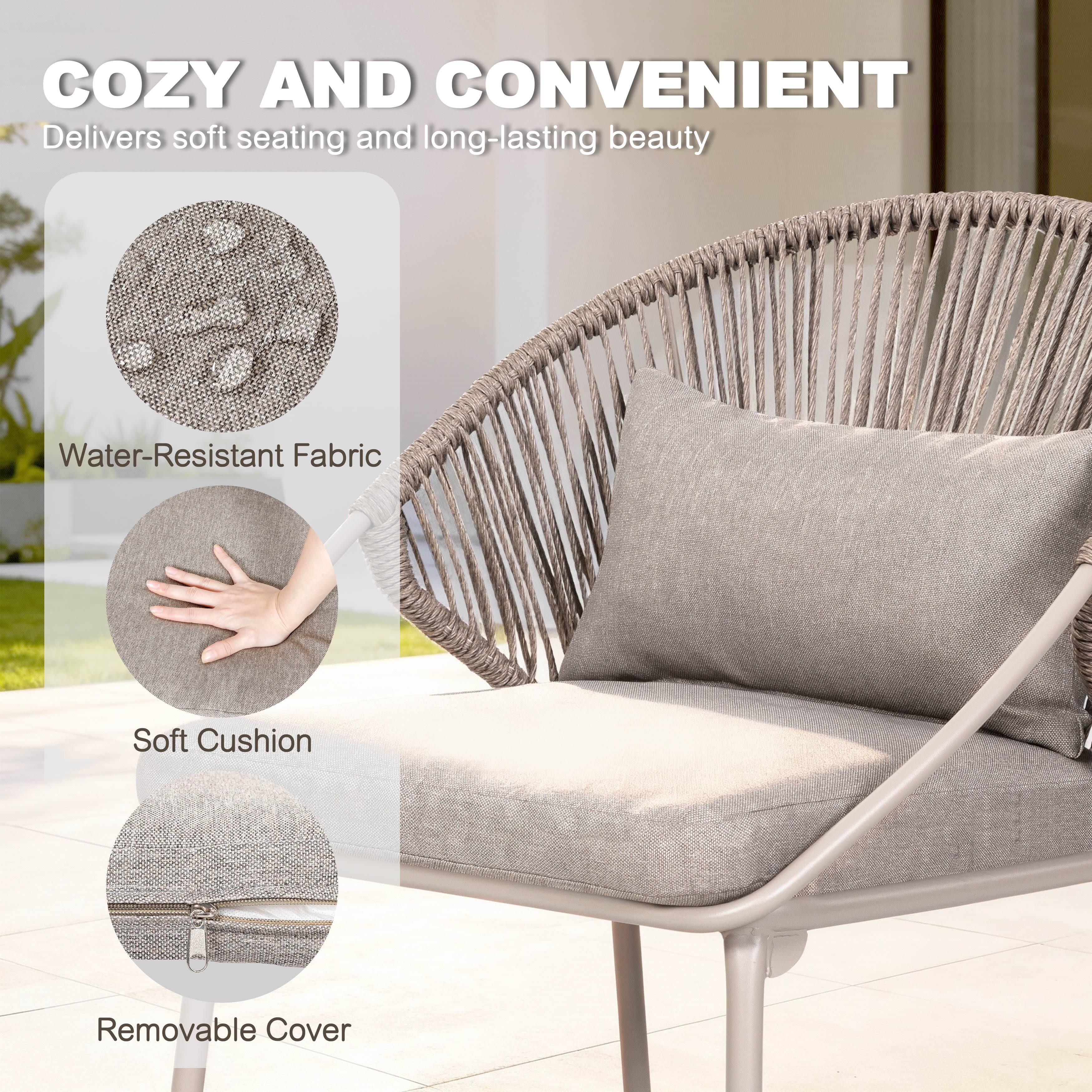 COZY AND CONVENIENT  
Delivers soft seating and long-lasting beauty

- Water-Resistant Fabric
- Soft Cushion
- Removable Cover