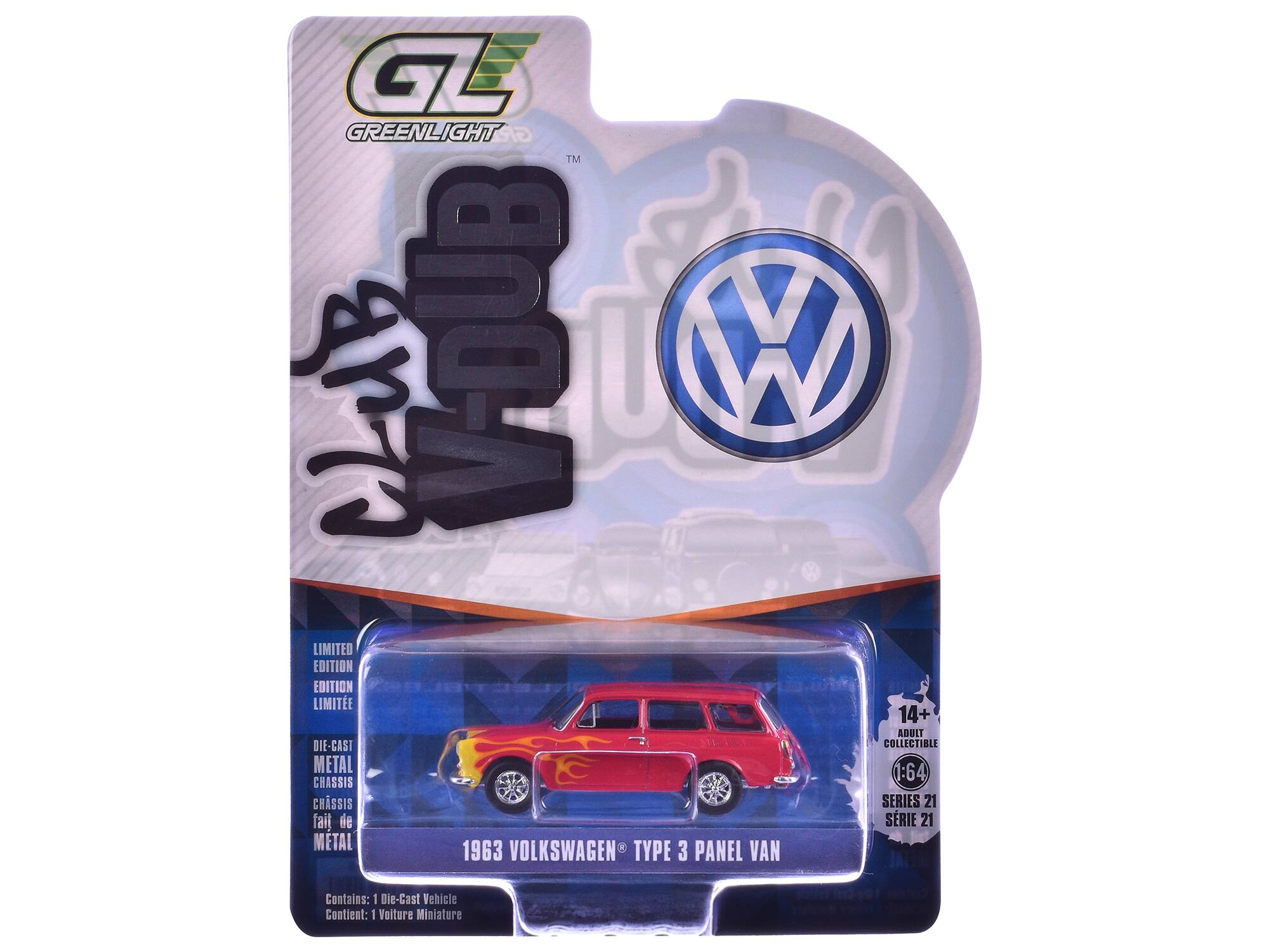 GREENLIGHT TM CLUB VÖB W LIMITED EDITION EDITION LIMITE 14+ ADULT DIE-CAST COLLECTIBLE METAL 1:64 CHASSIS CHASSIS SERIES 21 SÉRIE 21 METAL 1963 VAN VOLKSWAGEN TYPE 3 PANEL Contains: 1 Die-Cast Vehicle Contient: 1 Voiture Miniature