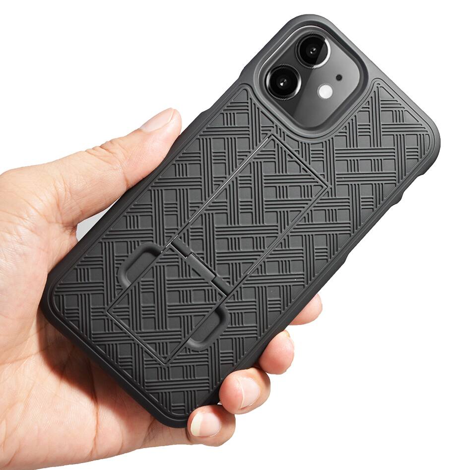 Alt View 5. Nakedcellphone - Case with Stand and Belt Clip Holster for iPhone 11 - Black.