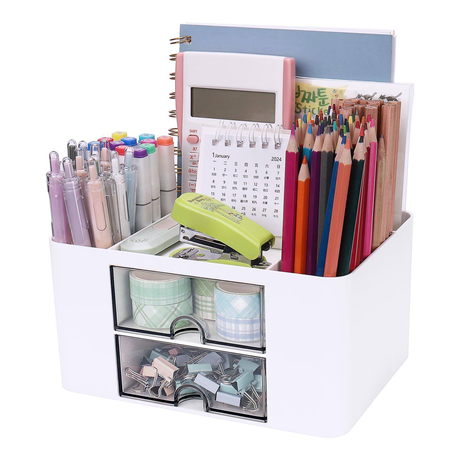 5 Compartments + 2 Drawer (White)