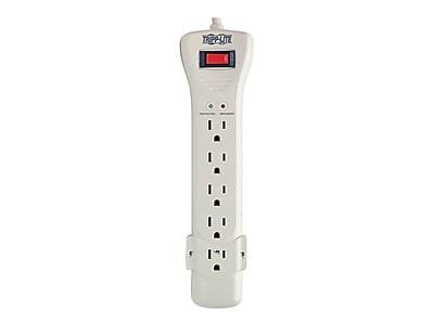 Front. Tripp Lite - Protect It! 7-Outlet Surge Protector, 7' Cord, Light Gray - Gray/Silver.