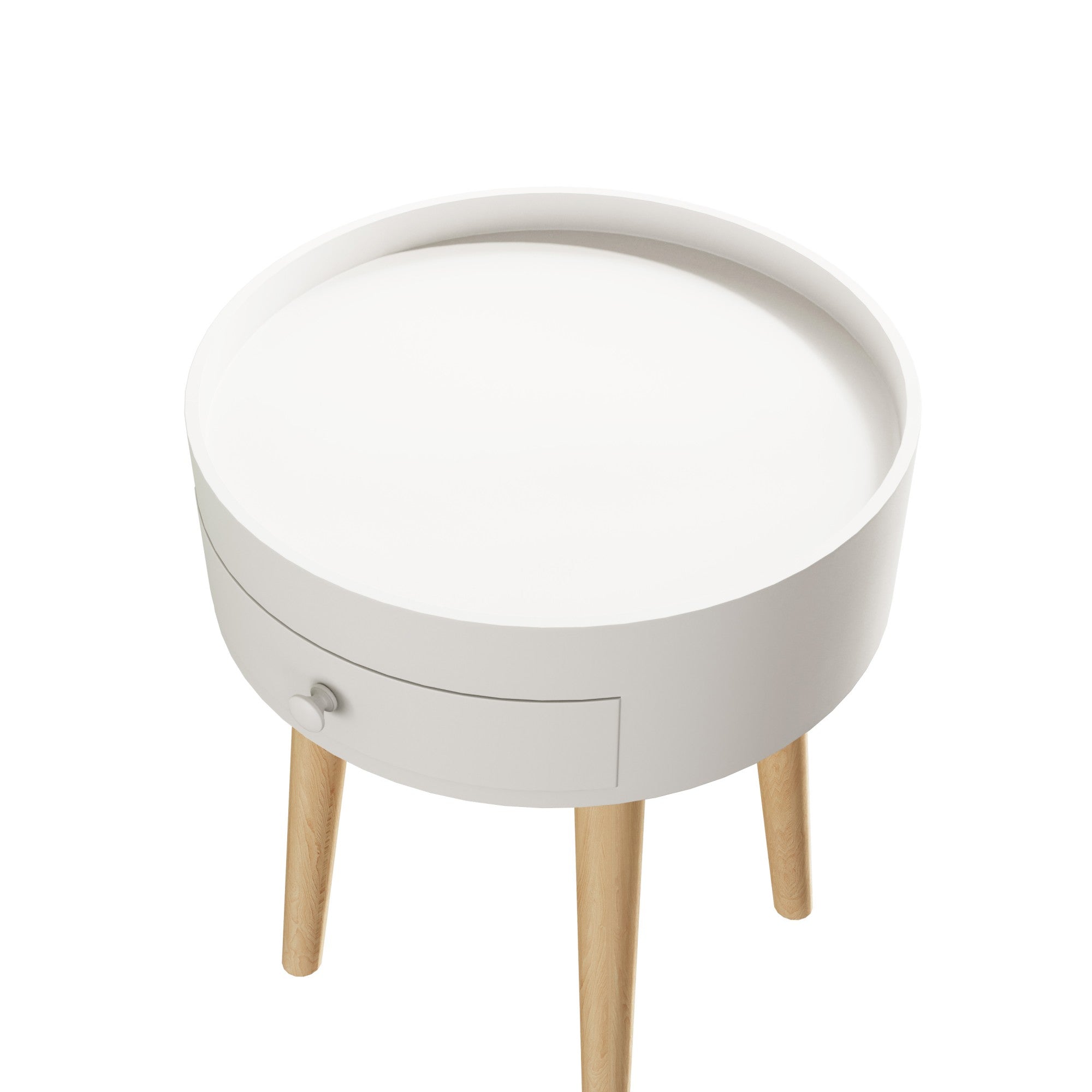 Alt View 9. Boyel Living - 18 in White Nightstand with Storage Drawer and Solid Oak Legs - White.