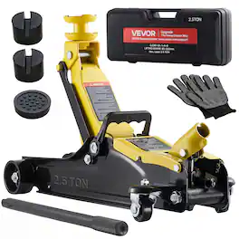 VEVOR - Low Profile Floor Jack, 2.5 Ton (5512 lbs) Capacity, Steel Racing Floor Jack with Single Piston Quick Lift Pump & SUV - Black;Yellow