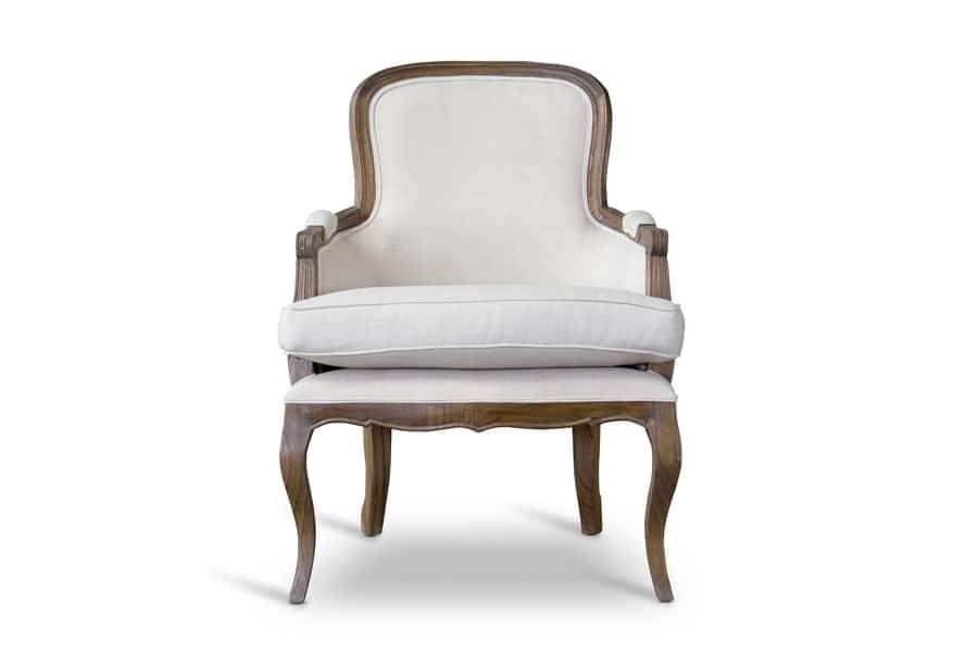 Baxton Studio - Napoleon Traditional French Accent Chair-Ash - White