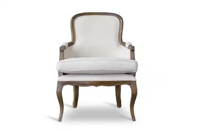 Front. Baxton Studio - Napoleon Traditional French Accent Chair-Ash - White.