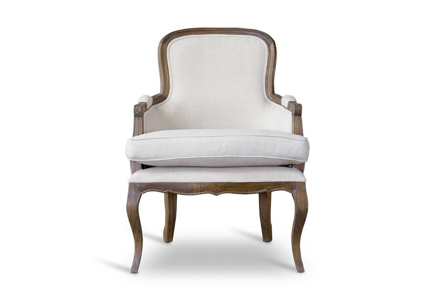 Baxton Studio - Napoleon Traditional French Accent Chair-Ash - White