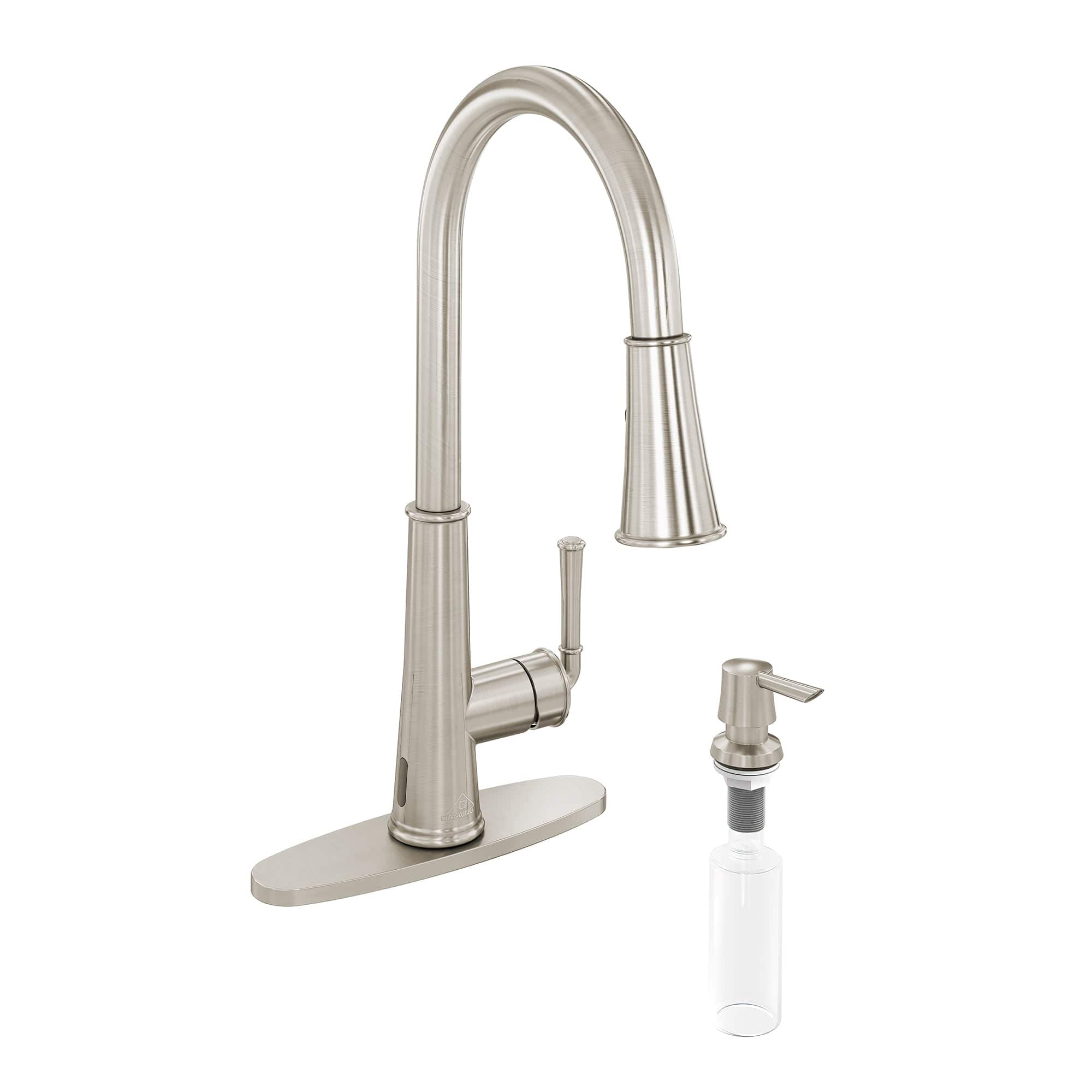 LED Infrared Sensor Pull Down Kitchen Faucet Switchable Water Flow White Light 360 Degree Rotation Deck Plate Nickel price history on PriceWatchPro