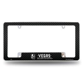 Rico Industries - Las Vegas Golden Knights NHL Chrome Metal License Plate Frame with Carbon Fiber Design - Multi