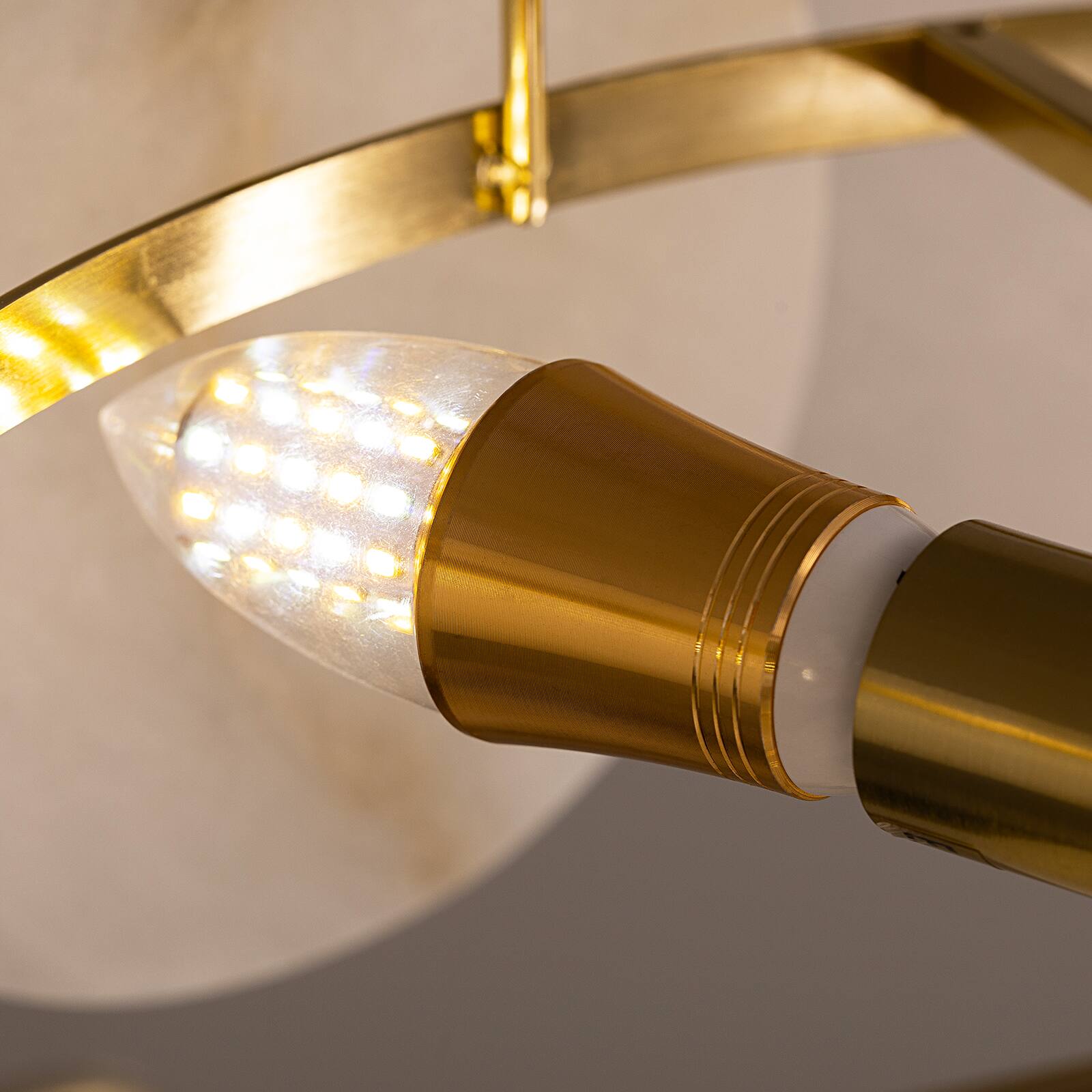 Alt View 7. Siljoy - 19.7-In Gold Alabaster Chandelier, 8-Light E12 Modern Luxury Pendant Light for Dining Room Kitchen Island - Gold.