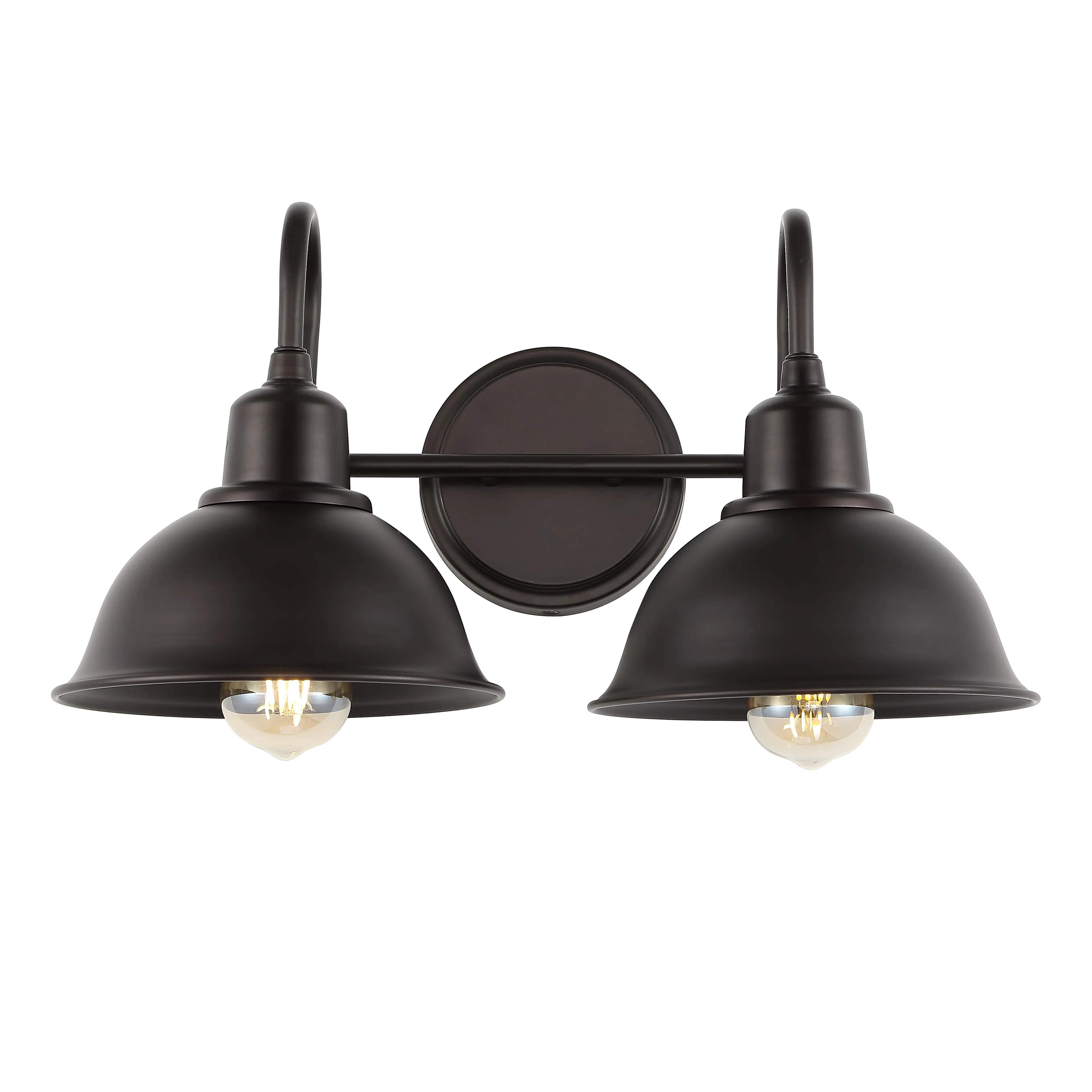 Jonathan Y - Frisco 17.25" 2-Light Farmhouse Industrial Iron LED Vanity, Oil Rubbed Bronze - Oil-Rubbed Bronze