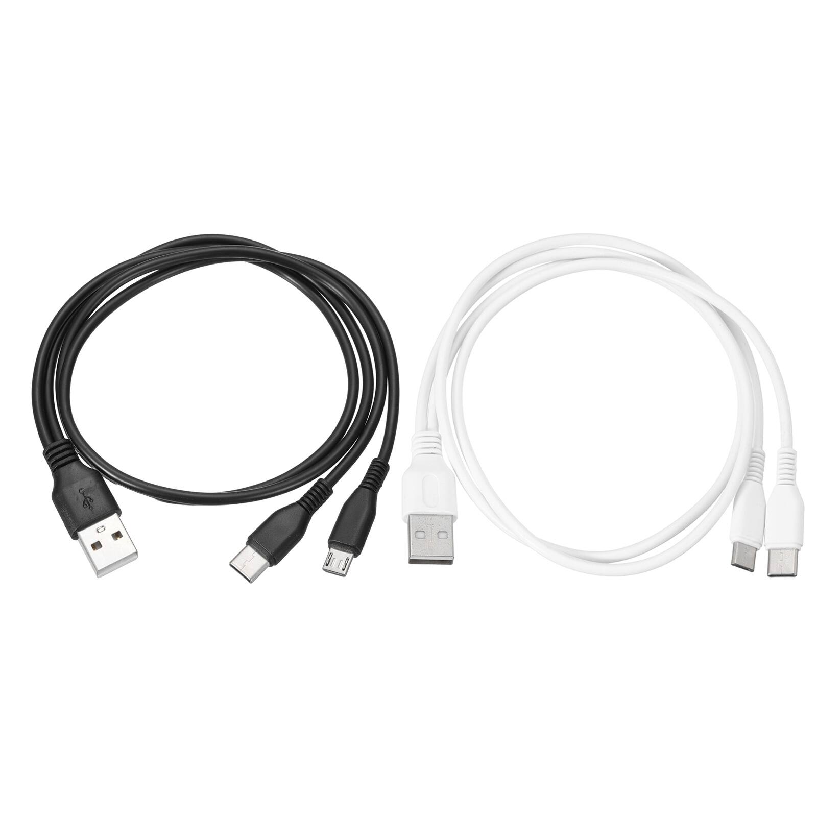 Front. Unique Bargains - 2pcs Multi USB-A to Micro USB & Type-C 2-in-1 Splitter Charging Cable, 8in 5V 2A for Phone/PowerBank/Tablet - Black, White.