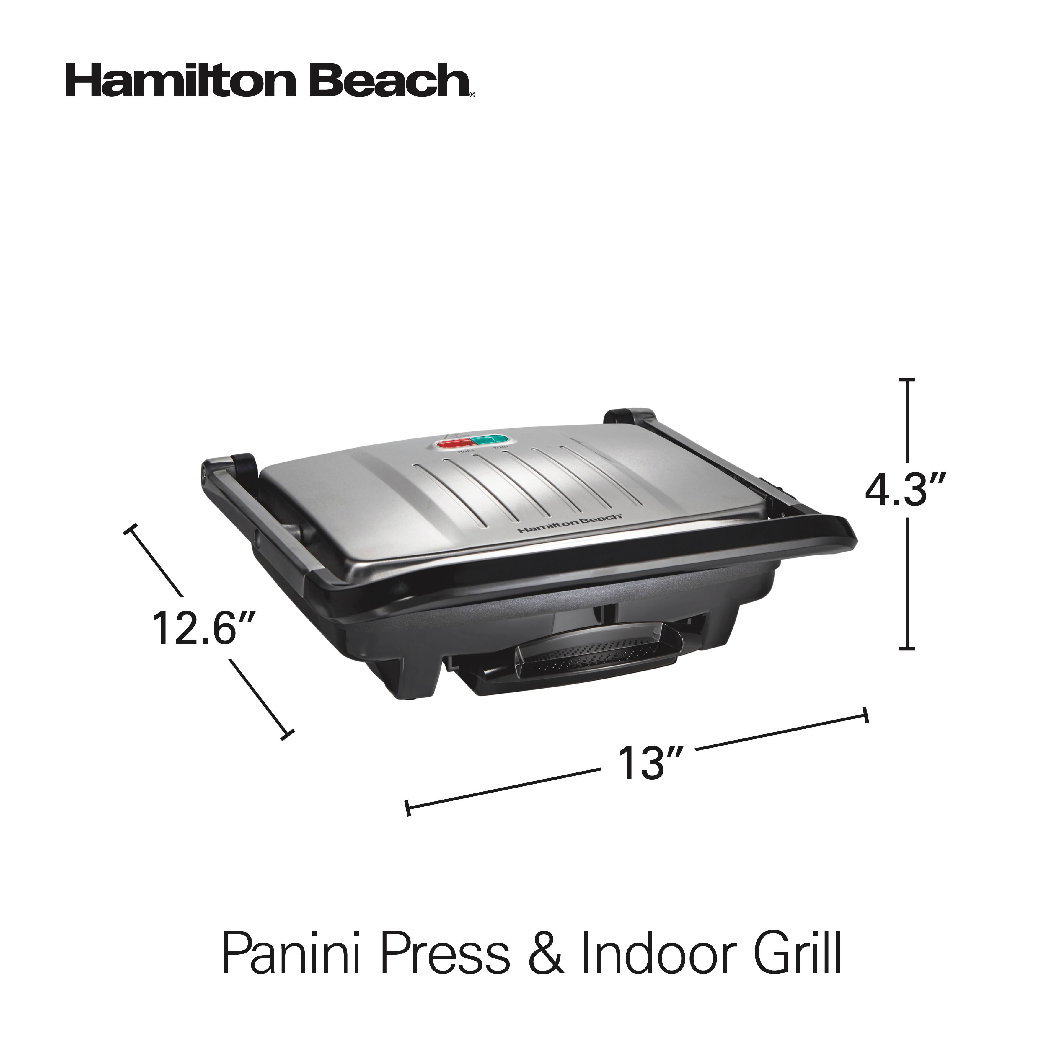 Hamilton Beach  
Panini Press & Indoor Grill  
12.6" x 13" x 4.3"
